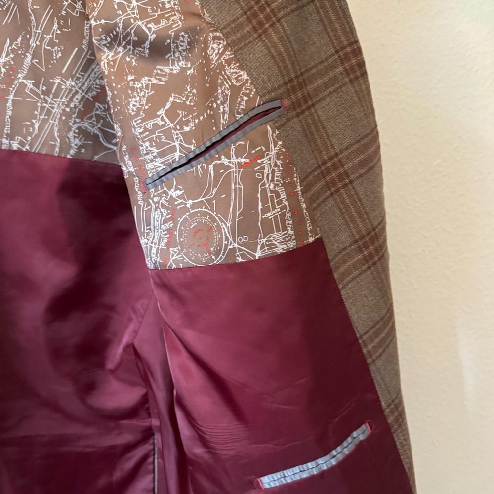 Nautica Modern Fit Men’s Sport Coat Blazer – Brown & Red Plaid – Size L50 $45 - Picture 4 of 10